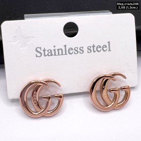 Сережки мед.сталь24К 10449 ( 1.3 см.)